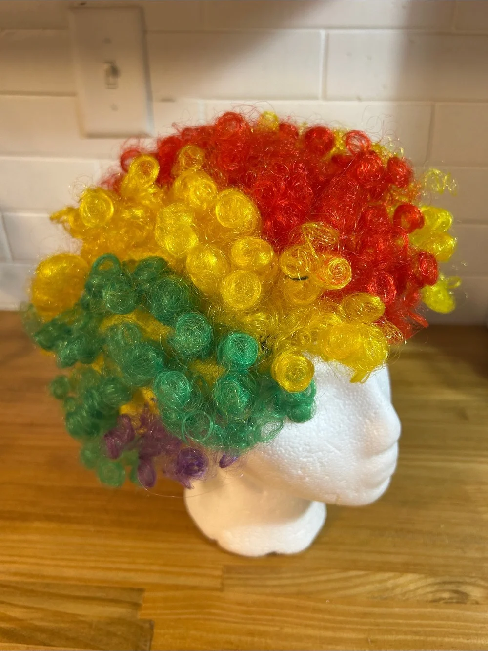 Multicolor Clown Curly Wig - Bright Rainbow Synthetic Hair Halloween